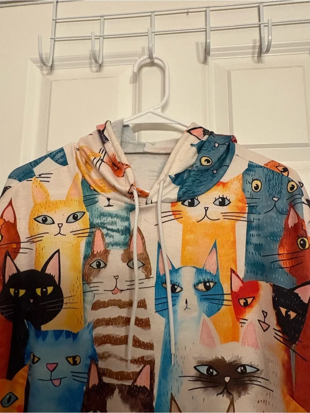 Colorful Cats Print Pet Hoodie - Multi-Colored small adult